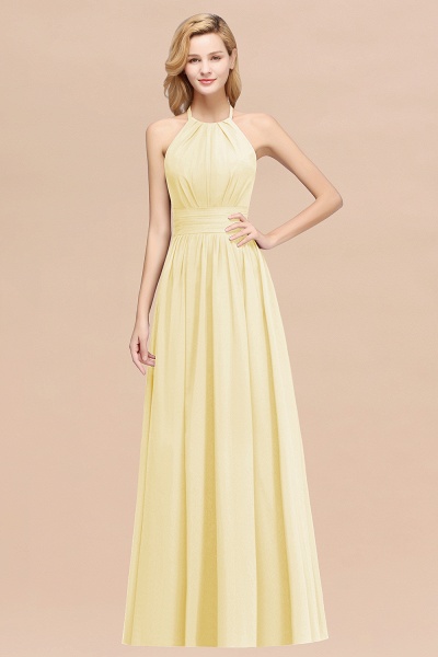 A-line Chiffon Appliques Halter Sleeveless Floor-Length Bridesmaid Dresses with Ruffles_18