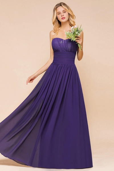 Classy Strapless Open Back A-Line Ruched Bridesmaid Dress With Sequins_6