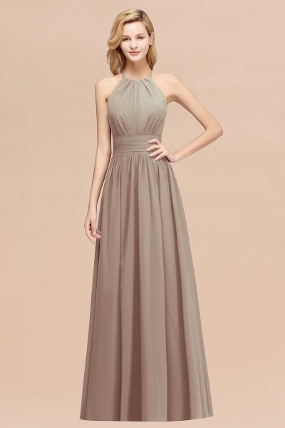 A-line Chiffon Appliques Halter Sleeveless Floor-Length Bridesmaid Dresses with Ruffles_16