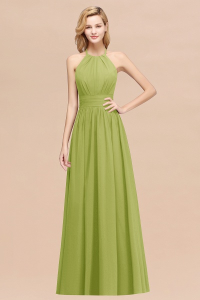 A-line Chiffon Appliques Halter Sleeveless Floor-Length Bridesmaid Dresses with Ruffles_34