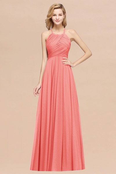 A-Line Chiffon Halter Ruffles Floor-Length Bridesmaid Dress_7