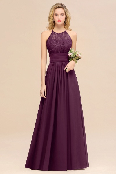 BM0766 Elegant Halter Ruffles Sleeveless Grape Lace Bridesmaid Dresses Affordable_53