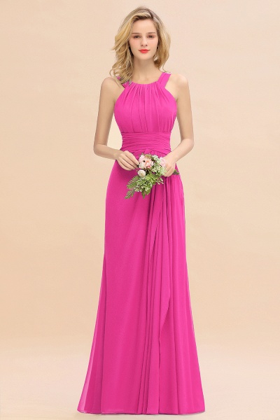 Long A-line Halter Chiffon Backless Floor-length Bridesmaid Dresses_9