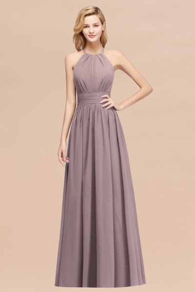 A-line Chiffon Appliques Halter Sleeveless Floor-Length Bridesmaid Dresses with Ruffles_37