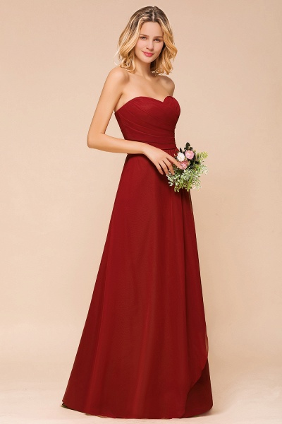 Simple A-Line Strapless Chiffon Backless Floor-length Bridesmaid Dress With Ruched_7