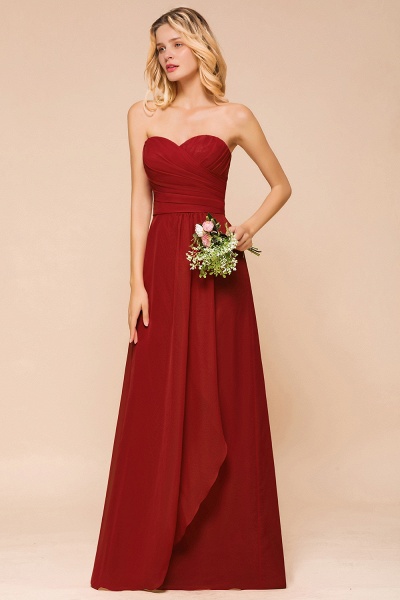 Simple A-Line Strapless Chiffon Backless Floor-length Bridesmaid Dress With Ruched_5