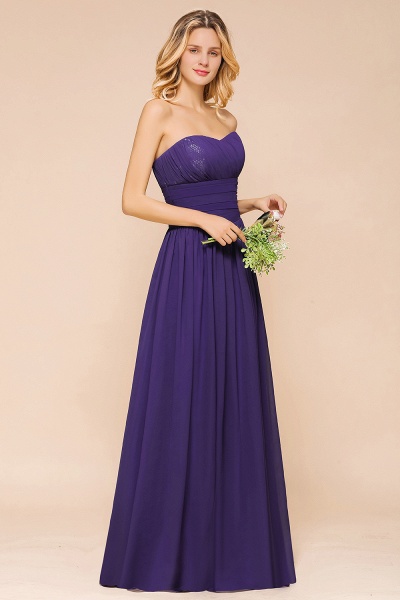 Classy Strapless Open Back A-Line Ruched Bridesmaid Dress With Sequins_7