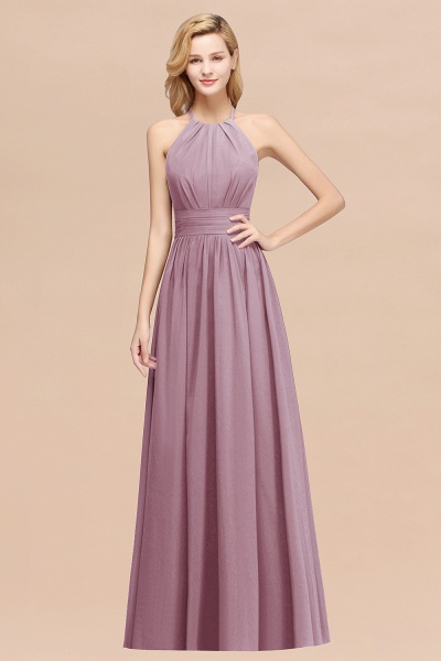 A-line Chiffon Appliques Halter Sleeveless Floor-Length Bridesmaid Dresses with Ruffles_43