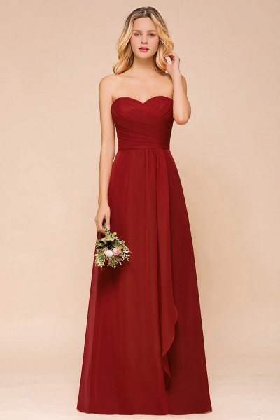 Simple A-Line Strapless Chiffon Backless Floor-length Bridesmaid Dress With Ruched_4