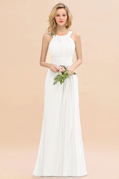 Long A-line Halter Chiffon Backless Floor-length Bridesmaid Dresses_2