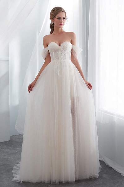 Sweetheart Lace-up Tulle A-line Wedding Dress_2