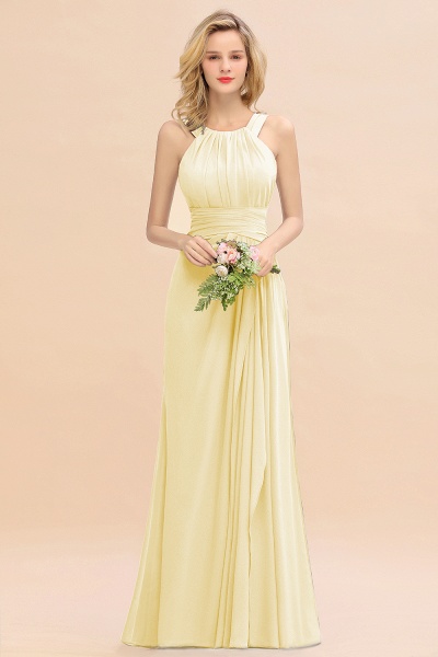 Long A-line Halter Chiffon Backless Floor-length Bridesmaid Dresses_18