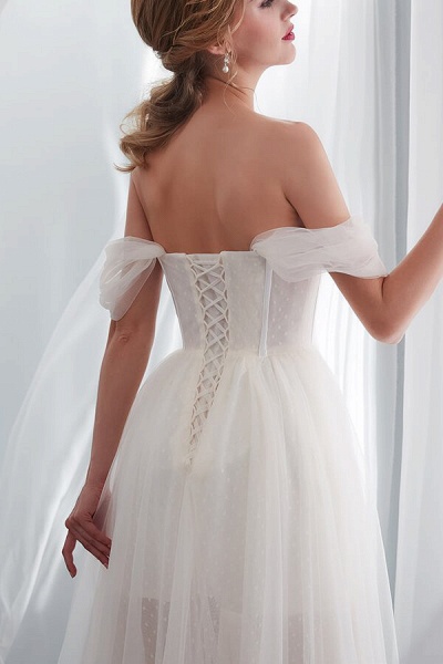 Sweetheart Lace-up Tulle A-line Wedding Dress_10