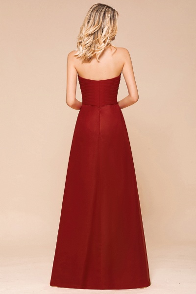 Simple A-Line Strapless Chiffon Backless Floor-length Bridesmaid Dress With Ruched_3