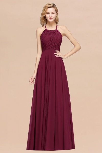 A-Line Chiffon Halter Ruffles Floor-Length Bridesmaid Dress_44