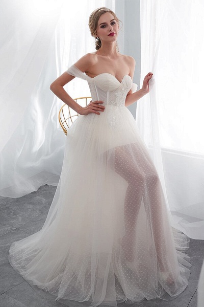 Sweetheart Lace-up Tulle A-line Wedding Dress_7