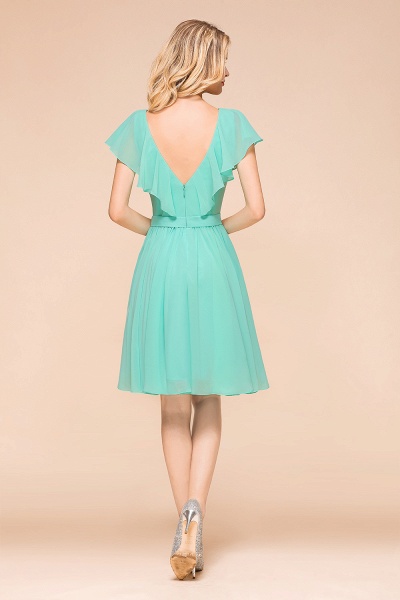 Elegant V-neck Backless A-line Knee-length Bridesmaid Dress With Ruched_2