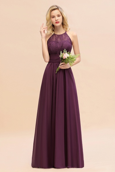 BM0766 Elegant Halter Ruffles Sleeveless Grape Lace Bridesmaid Dresses Affordable_20