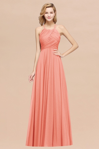 A-Line Chiffon Halter Ruffles Floor-Length Bridesmaid Dress_45