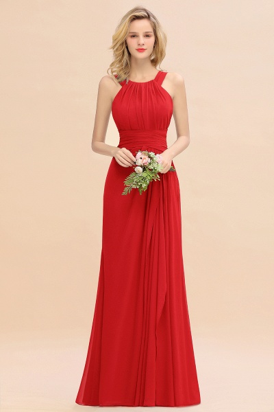 Long A-line Halter Chiffon Backless Floor-length Bridesmaid Dresses_8