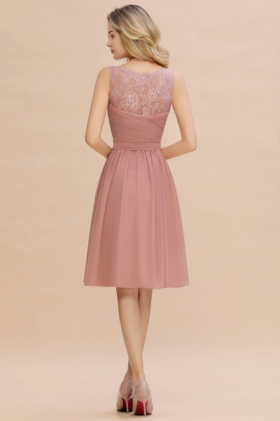 Glamorous Wide Straps A-Line V-neck Knee-length Ruched Bridesmaid Dress_3