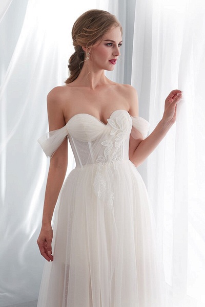 Sweetheart Lace-up Tulle A-line Wedding Dress_9