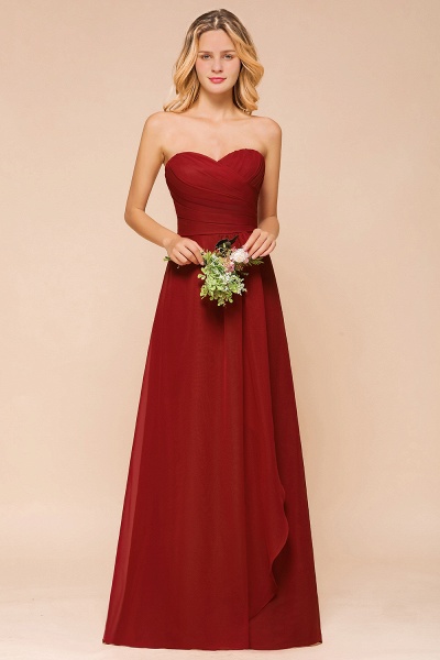 Simple A-Line Strapless Chiffon Backless Floor-length Bridesmaid Dress With Ruched_1