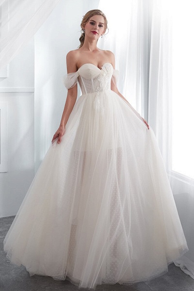 Sweetheart Lace-up Tulle A-line Wedding Dress_6