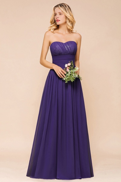 Classy Strapless Open Back A-Line Ruched Bridesmaid Dress With Sequins_4