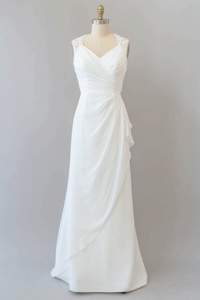 Awesome Ruffle Lace Chiffon Sheath Wedding Dress-Boho Wedding Dress ...