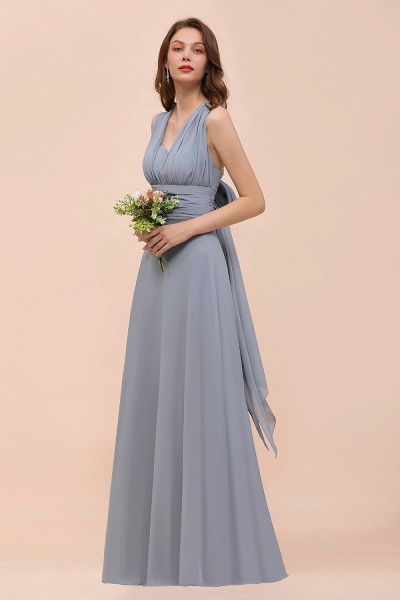 Classy A-Line Wide Straps Floor-length Chiffon Bridesmaid Dresses With Ruched_4