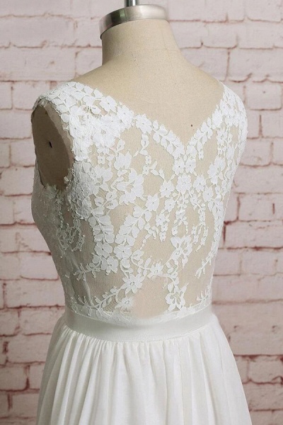 Awesome V-neck Lace Chiffon A-line Wedding Dress_5
