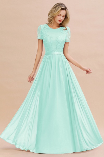 BM0831 Chiffon Lace Scoop Short Sleeve Bridesmaid Dress_36