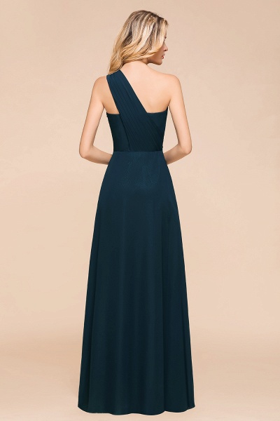 Simple One Shoulder A-line Floor-length Chiffon Bridesmaid Dress With Ruched_3