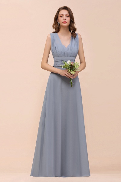Classy A-Line Wide Straps Floor-length Chiffon Bridesmaid Dresses With Ruched_6