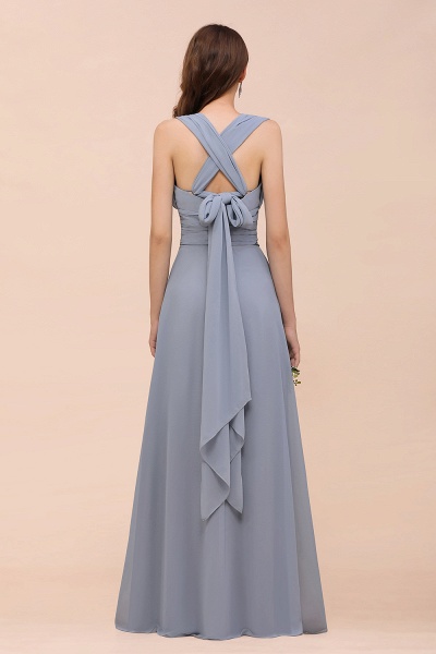 Classy A-Line Wide Straps Floor-length Chiffon Bridesmaid Dresses With Ruched_3