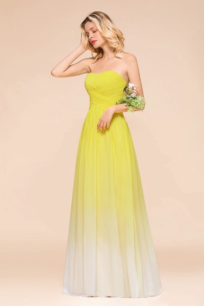 Pretty Strapless Backless A-line Floor-length Chiffon Ruched Bridesmaid Dress_8