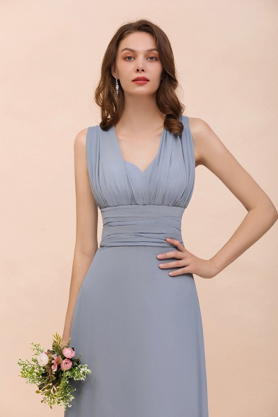 Classy A-Line Wide Straps Floor-length Chiffon Bridesmaid Dresses With Ruched_5