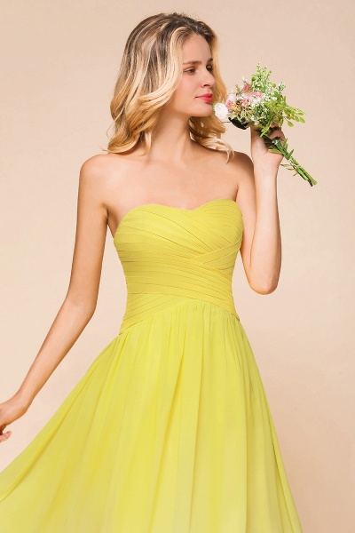 Pretty Strapless Backless A-line Floor-length Chiffon Ruched Bridesmaid Dress_9