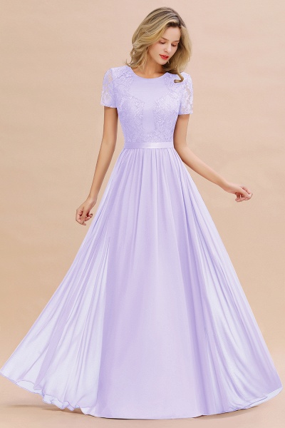 BM0831 Chiffon Lace Scoop Short Sleeve Bridesmaid Dress_21