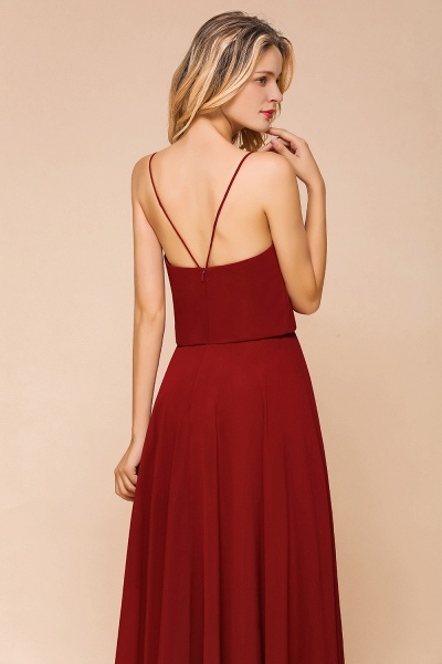 Elegant Red Spaghetti Straps Sweetheart A-line Chiffon Floor-length Bridesmaid Dress_8