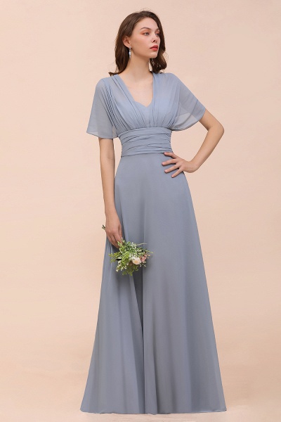 Classy A-Line Wide Straps Floor-length Chiffon Bridesmaid Dresses With Ruched_8