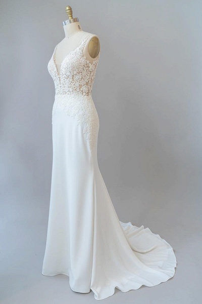 Elegant Lace Floor Length Mermaid Wedding Dress_4