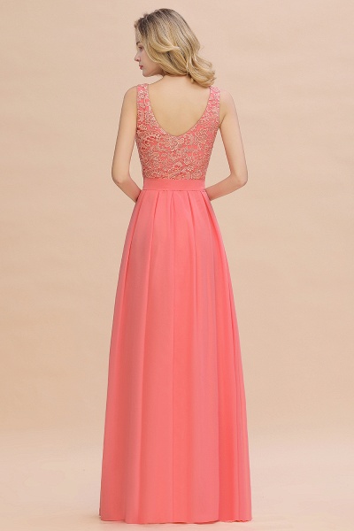 Beautiful Bateau A-line Floor-length Appliques Lace Chiffon Bridesmaid Dress_3