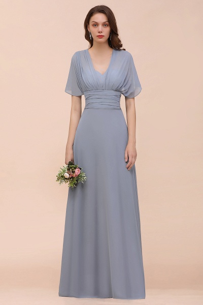Classy A-Line Wide Straps Floor-length Chiffon Bridesmaid Dresses With Ruched_10