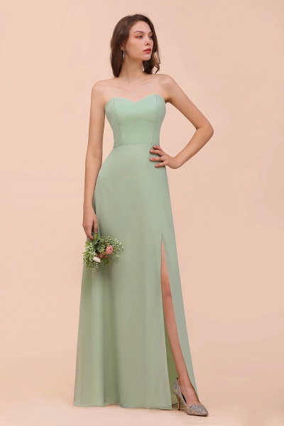 Long A-Line Sweetheart Chiffon Bridesmaid Dress with Slit_5