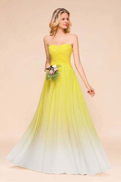 Pretty Strapless Backless A-line Floor-length Chiffon Ruched Bridesmaid Dress_6