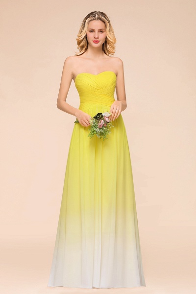 Pretty Strapless Backless A-line Floor-length Chiffon Ruched Bridesmaid Dress_1