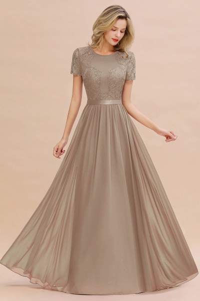 BM0831 Chiffon Lace Scoop Short Sleeve Bridesmaid Dress_16