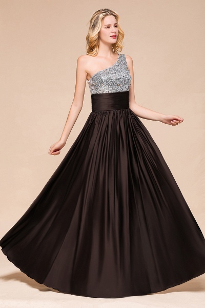 Gorgeous One Shoulder A-line Ruched Chiffon Bridesmaid Dress With Sequins_5